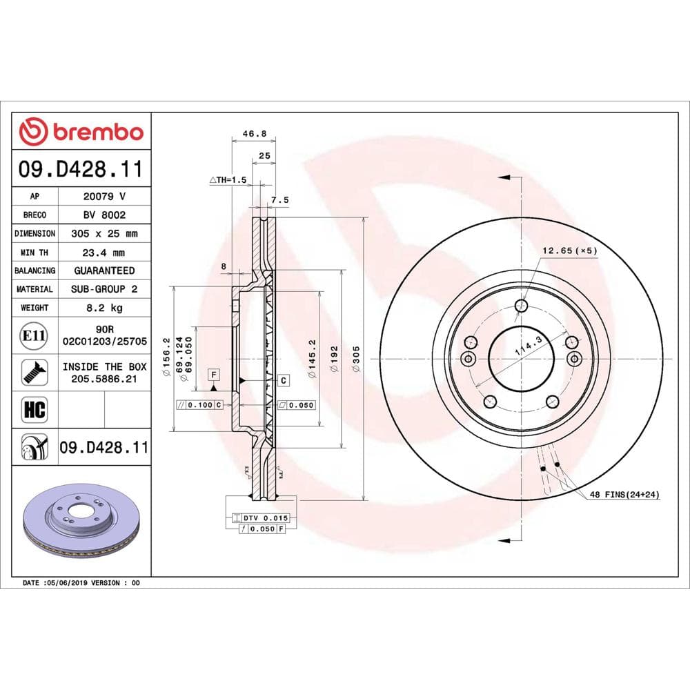 Disc frana BREMBO 09.D428.11