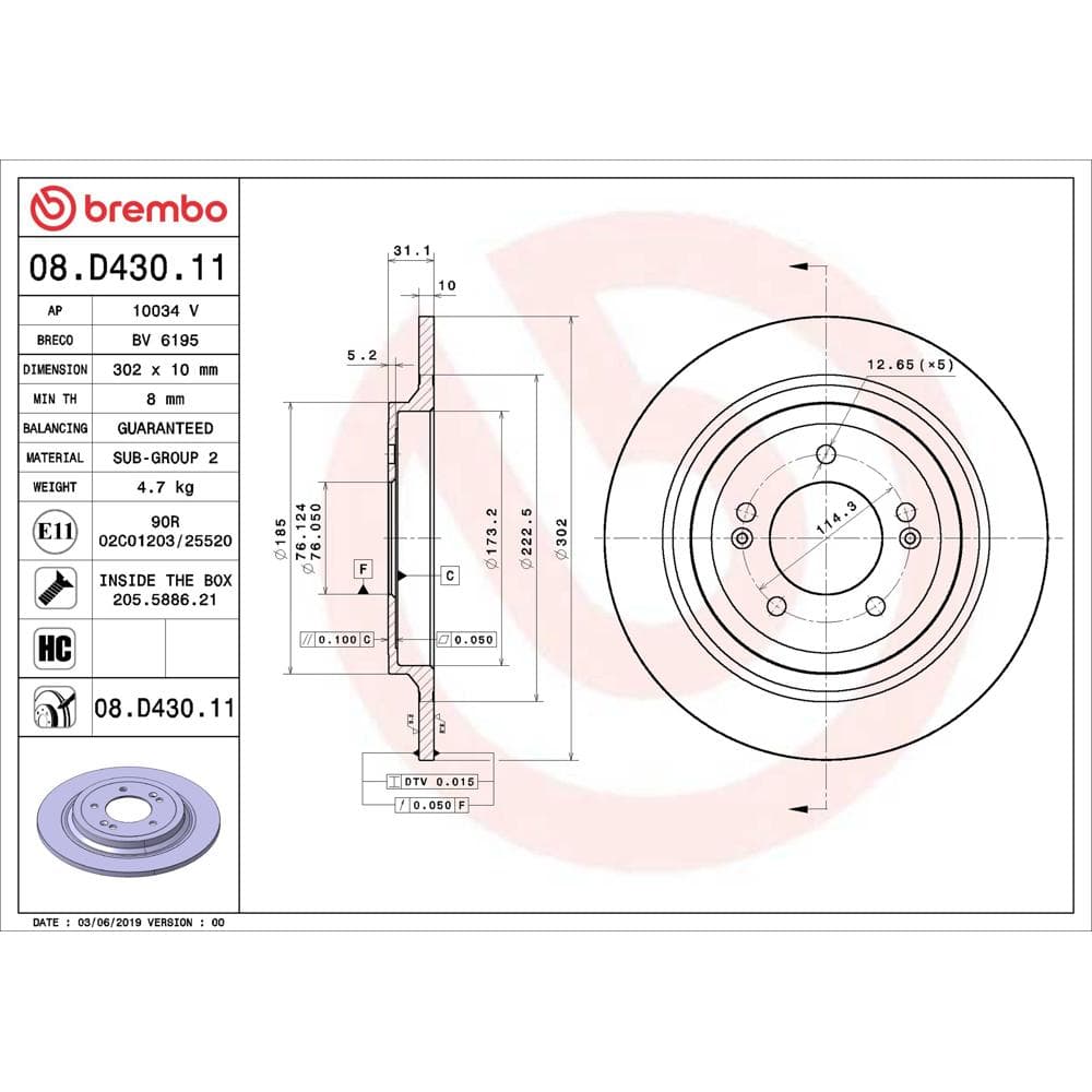 Disc frana BREMBO 08.D430.11