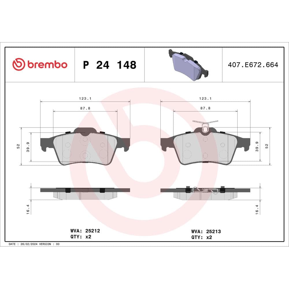 Set placute frana disc BREMBO P 24 148