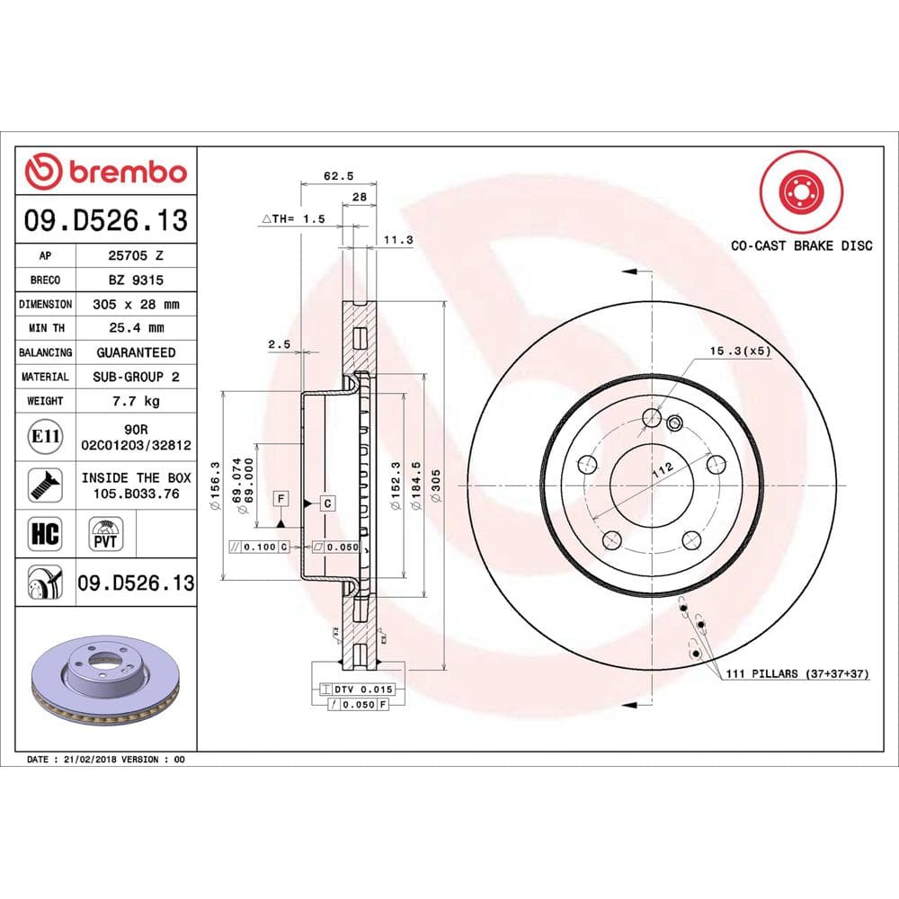 Disc frana BREMBO 09.D526.13