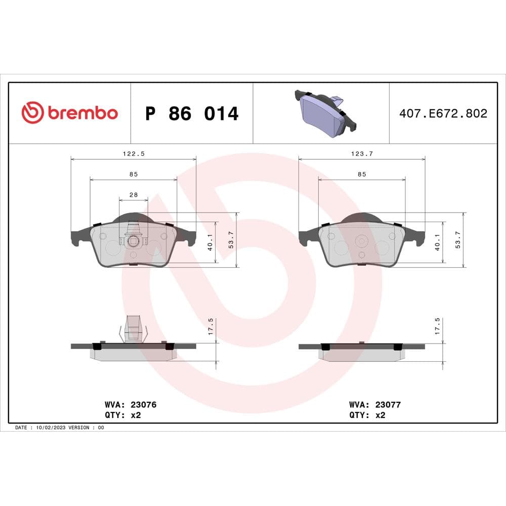 Set placute frana disc BREMBO P 86 014