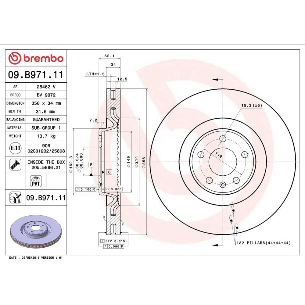 Disc frana BREMBO 09.B971.11