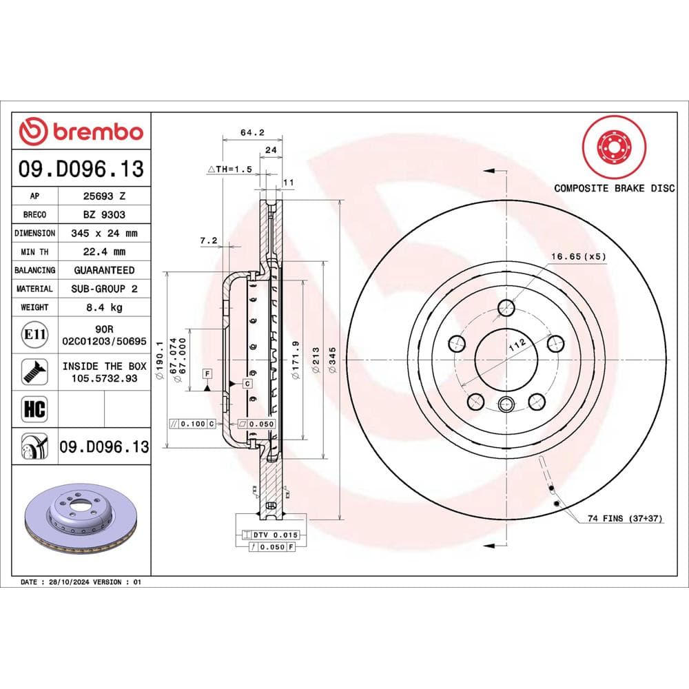 Disc frana BREMBO 09.D096.13