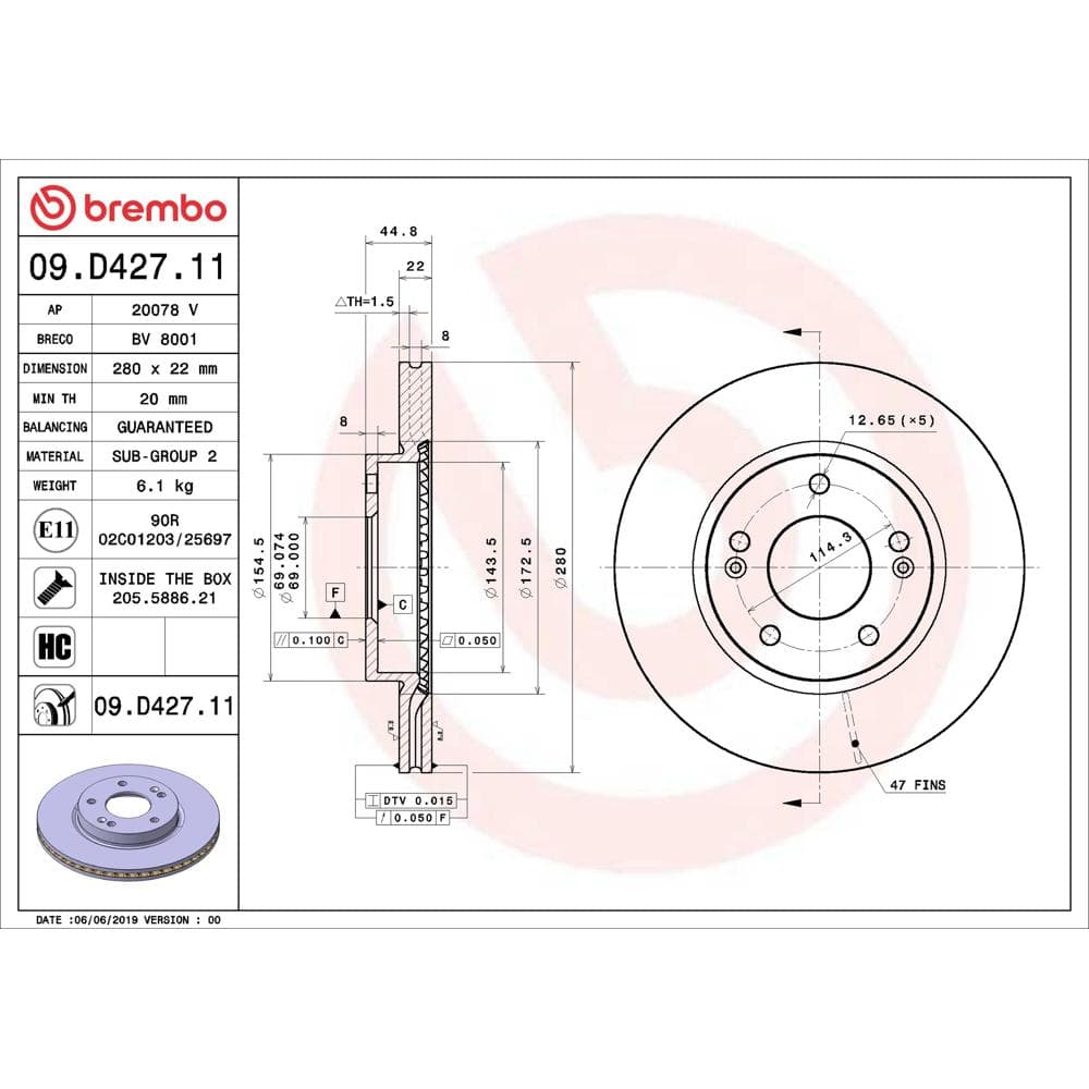 Disc frana BREMBO 09.D427.11