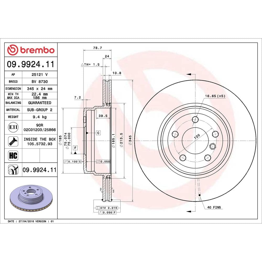 Disc frana BREMBO 09.9924.11