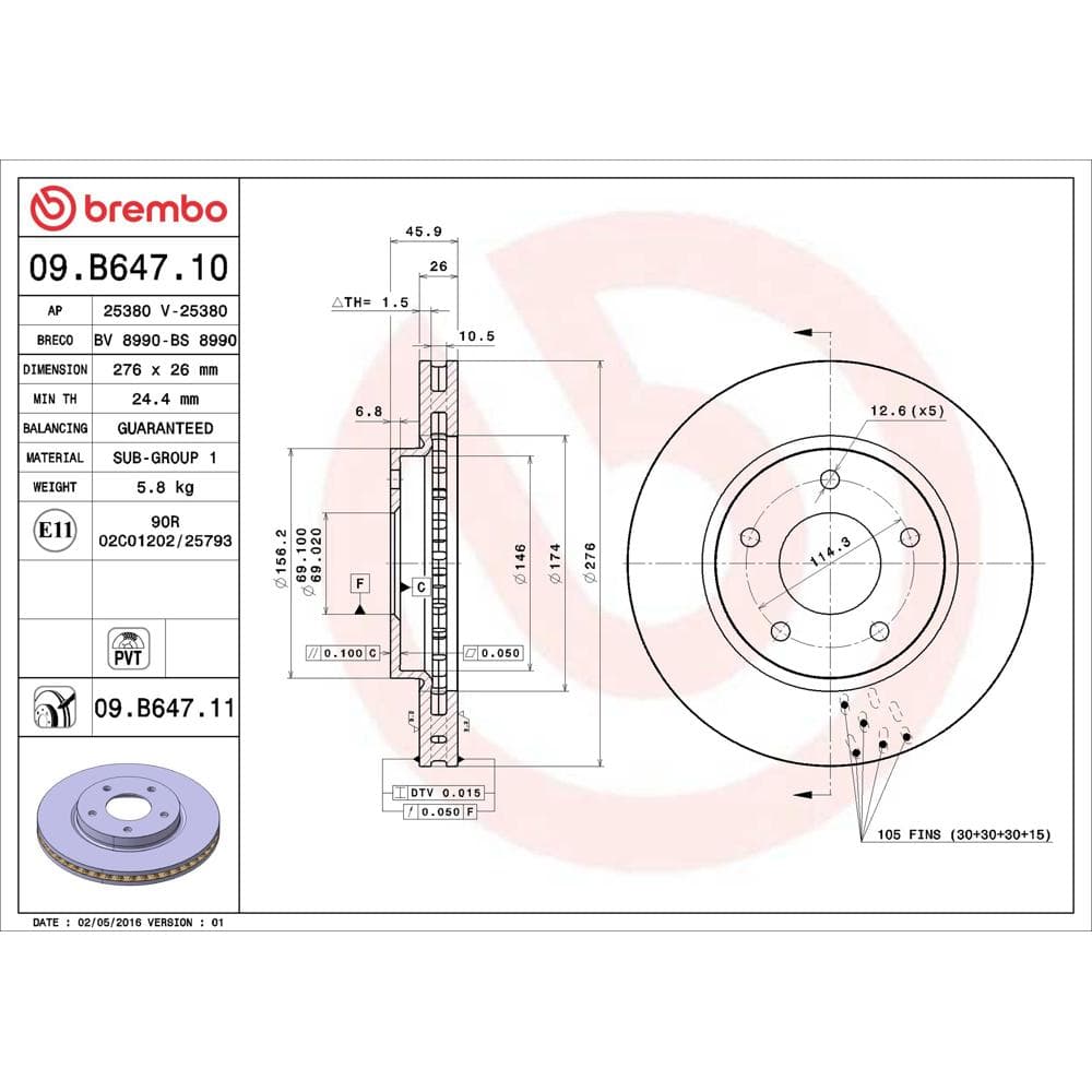 Disc frana BREMBO 09.B647.11