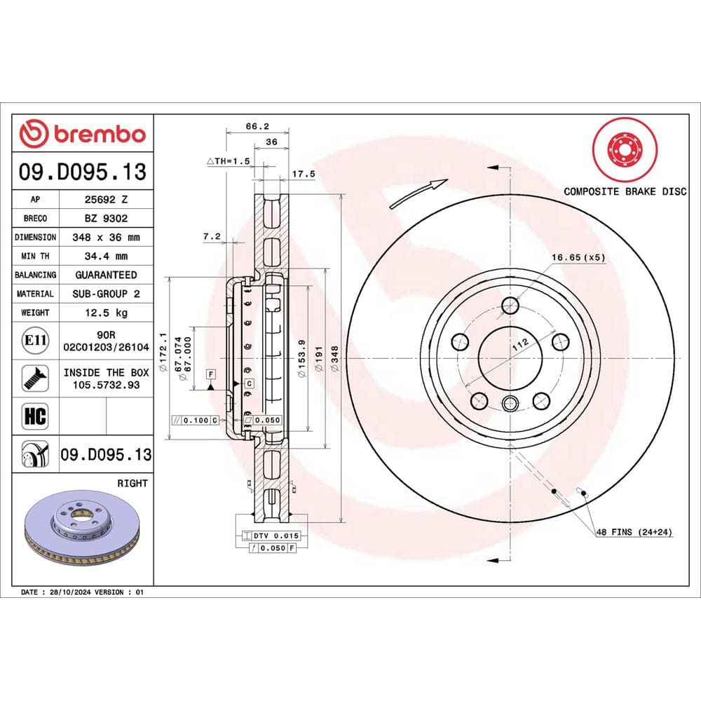 Disc frana BREMBO 09.D095.13