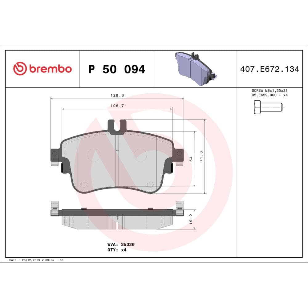 Set placute frana disc BREMBO P 50 094