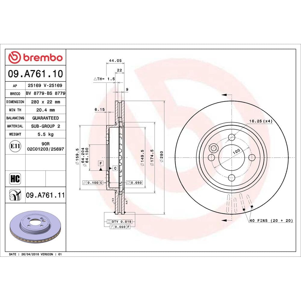 Disc frana BREMBO 09.A761.11