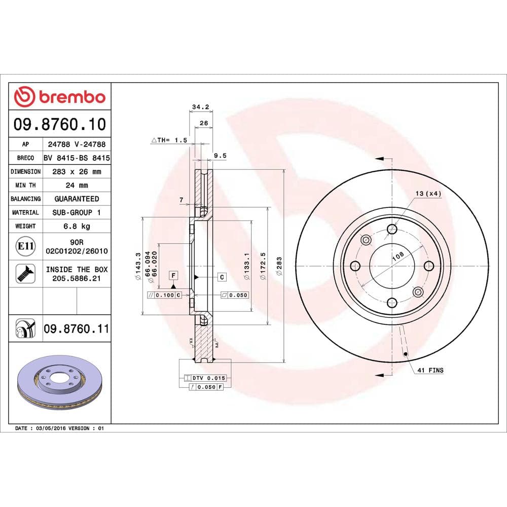 Disc frana BREMBO 09.8760.11