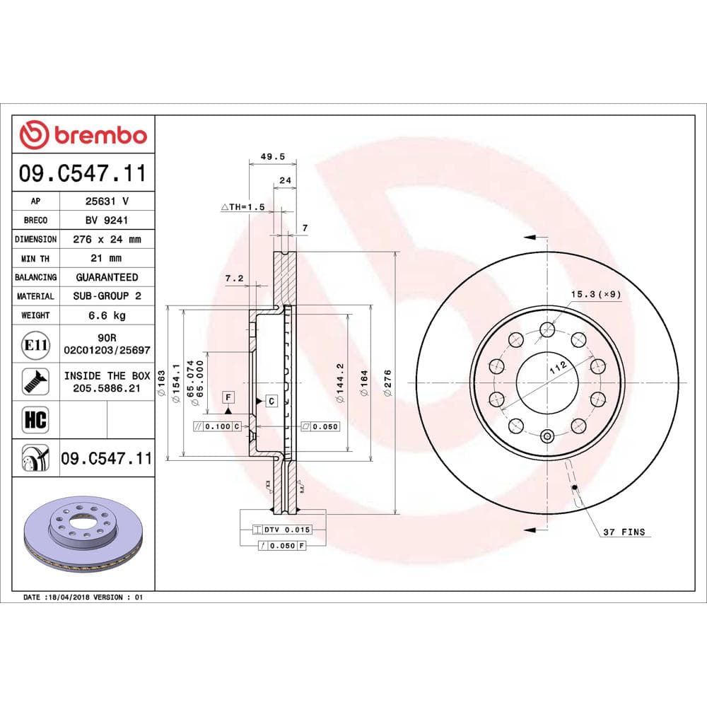 Disc frana BREMBO 09.C547.11