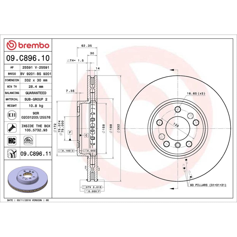 Disc frana BREMBO 09.C896.11
