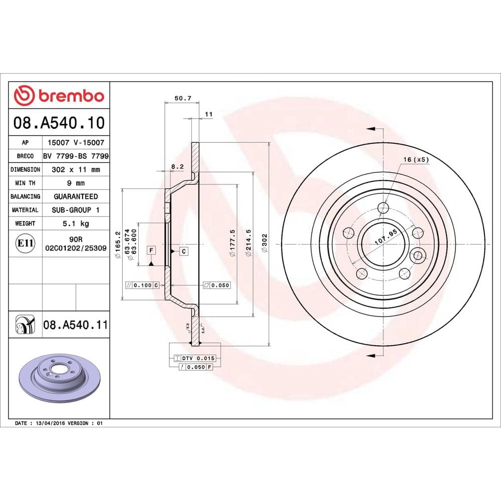 Disc frana BREMBO 08.A540.11