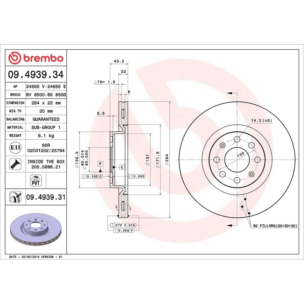 Disc frana BREMBO 09.4939.31