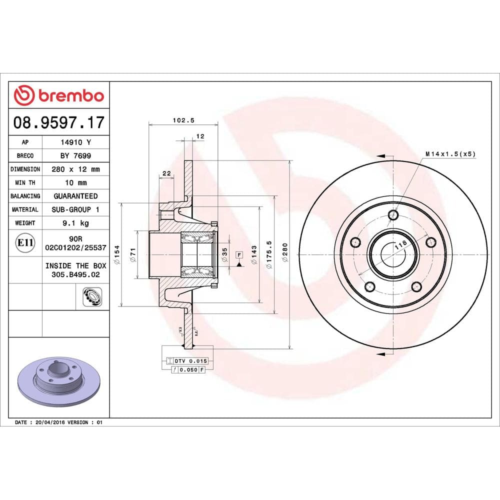 Disc frana BREMBO 08.9597.17