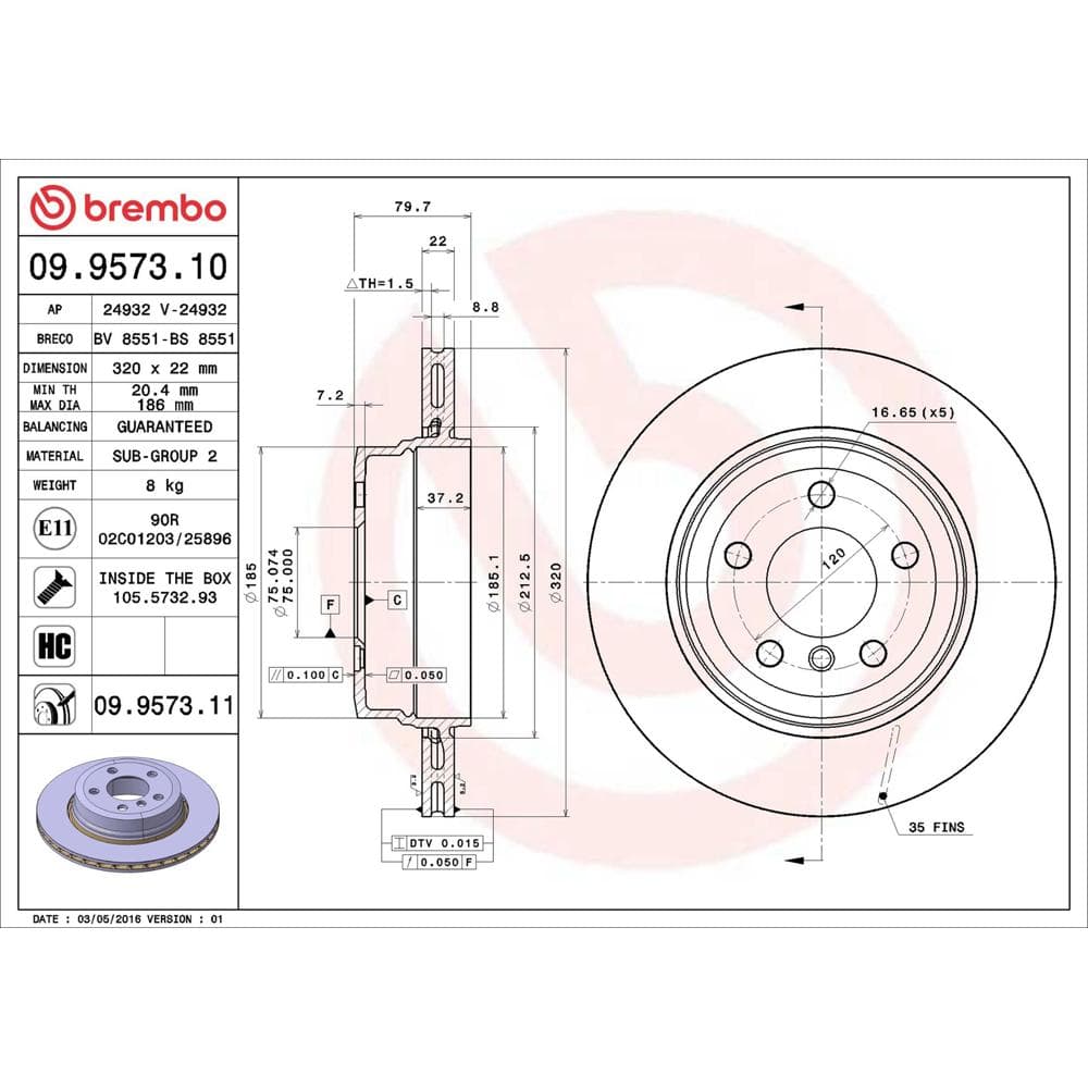 Disc frana BREMBO 09.9573.11