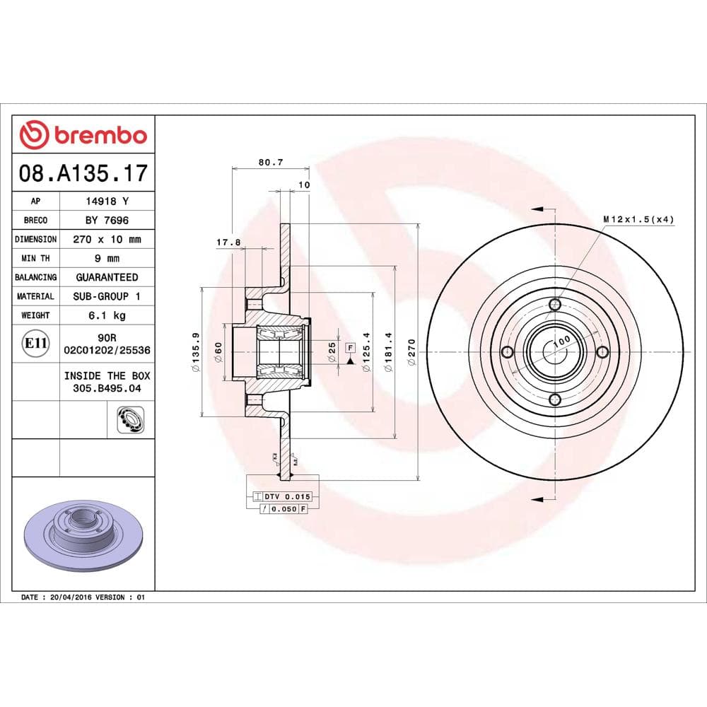 Disc frana BREMBO 08.A135.17