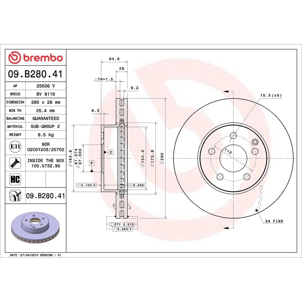 Disc frana BREMBO 09.B280.41