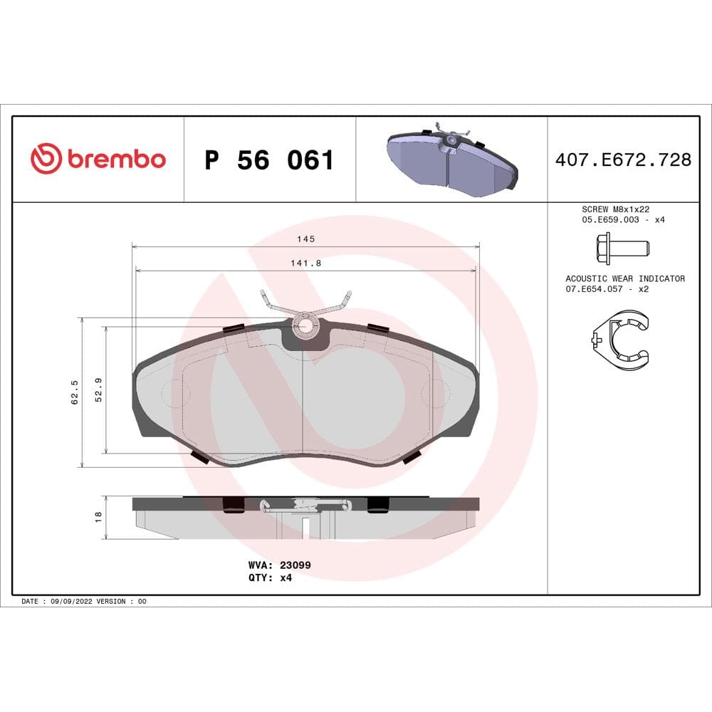 Set placute frana disc BREMBO P 56 061