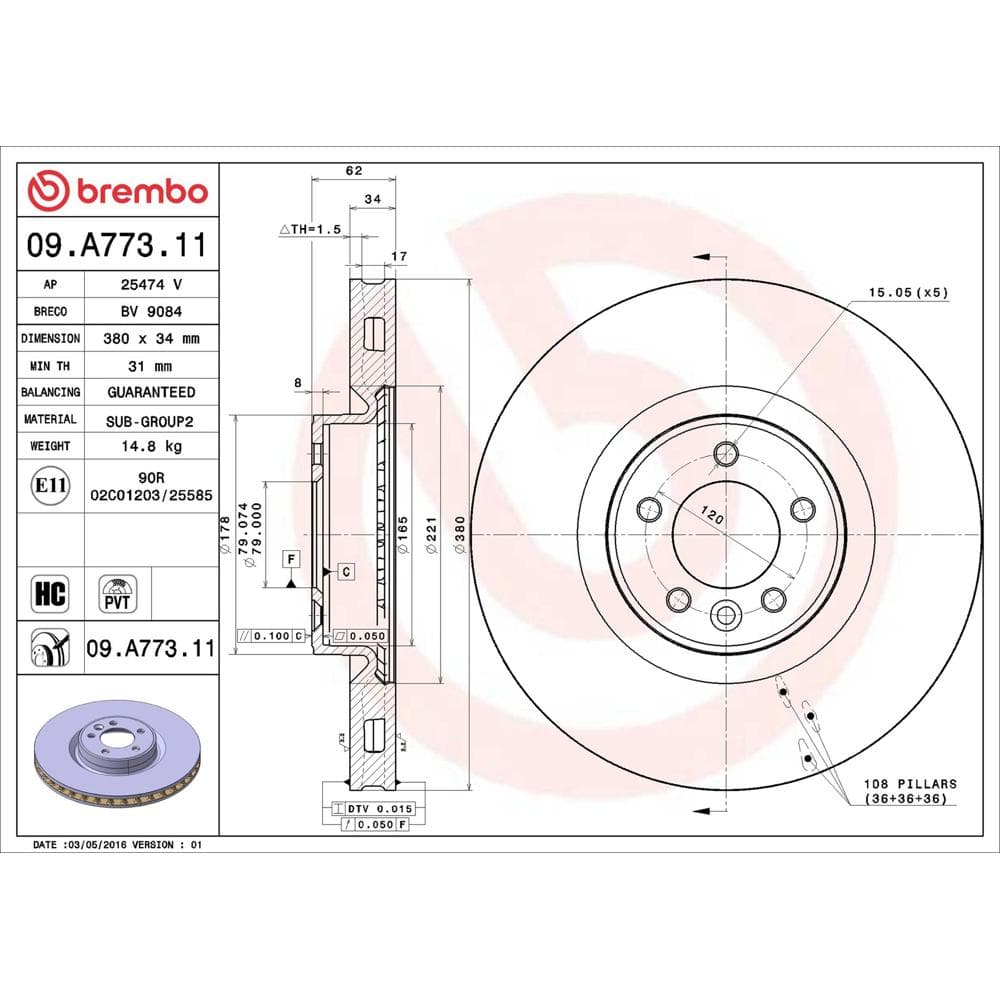 Disc frana BREMBO 09.A773.11