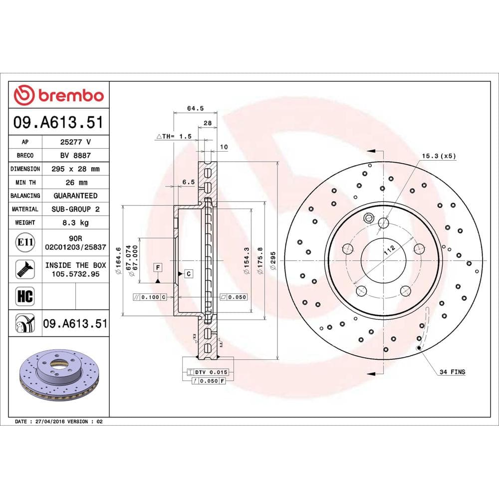 Disc frana BREMBO 09.A613.51