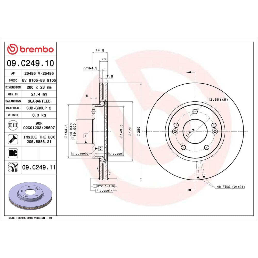 Disc frana BREMBO 09.C249.11