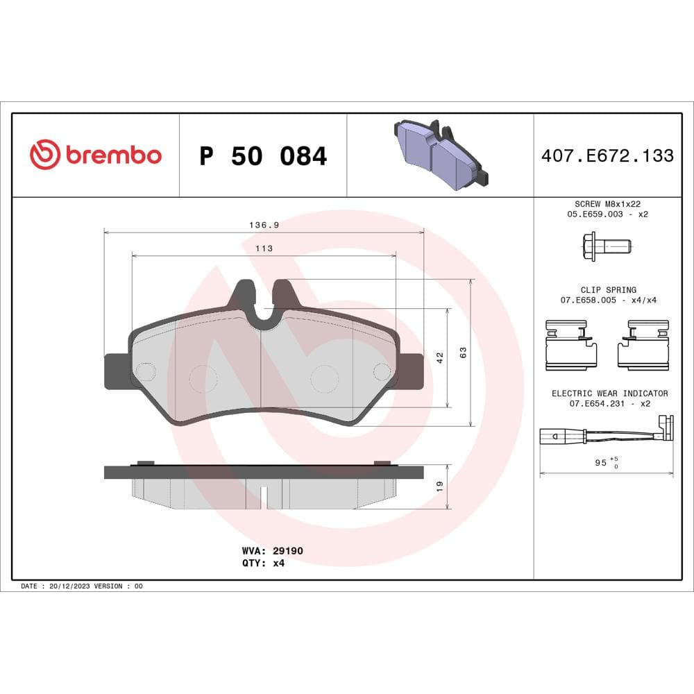 Set placute frana disc BREMBO P 50 084