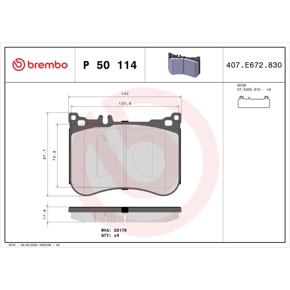 Set placute frana disc BREMBO P 50 114