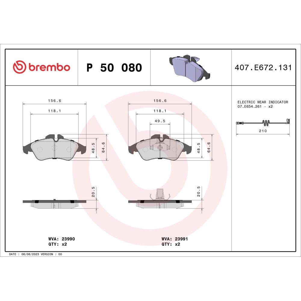 Set placute frana disc BREMBO P 50 080