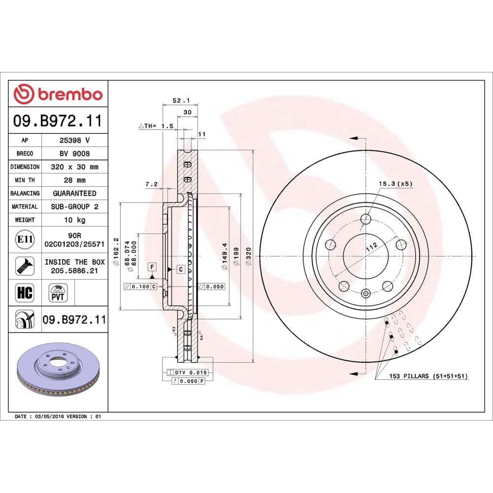 Disc frana BREMBO 09.B972.11