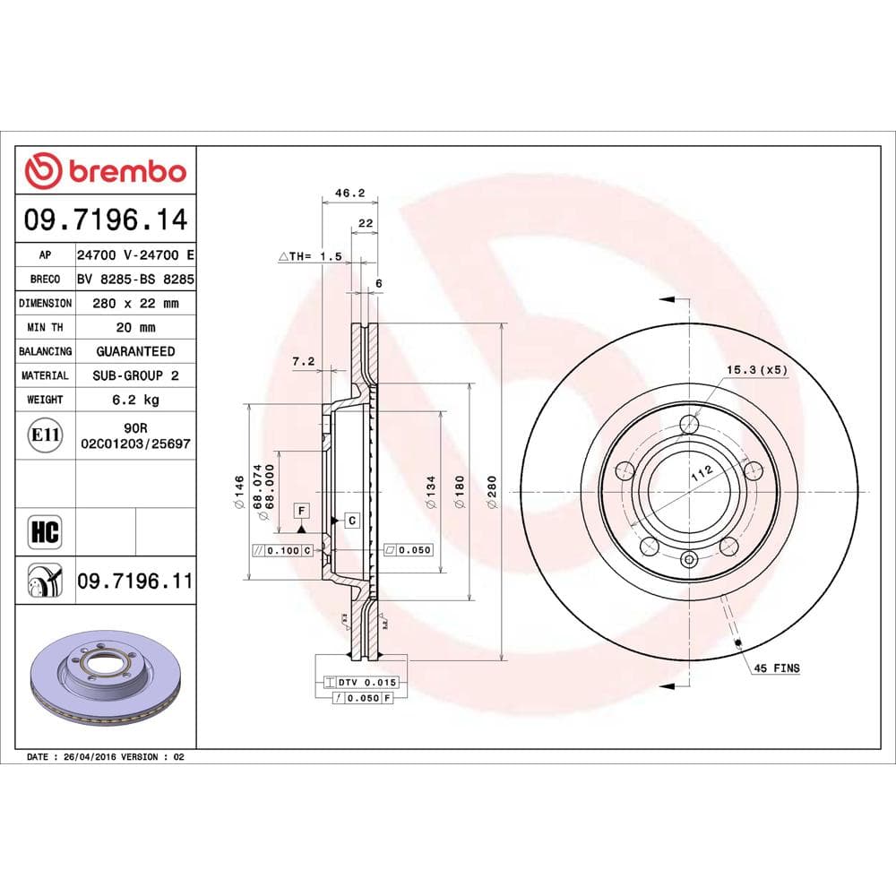 Disc frana BREMBO 09.7196.11
