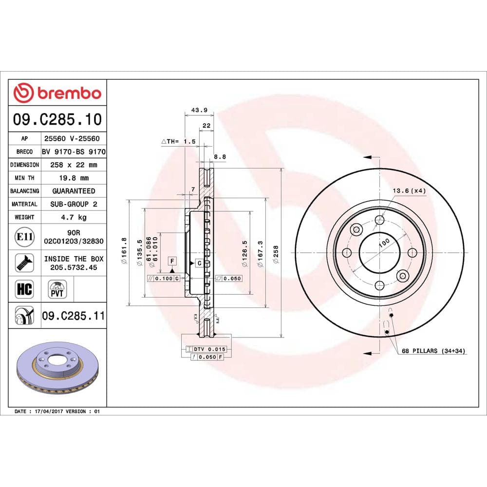 Disc frana BREMBO 09.C285.11