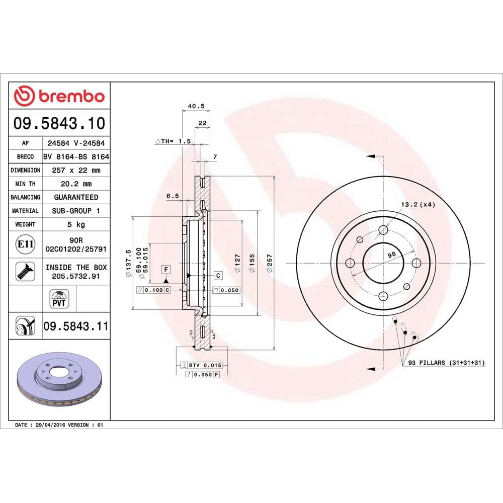 Disc frana BREMBO 09.5843.11