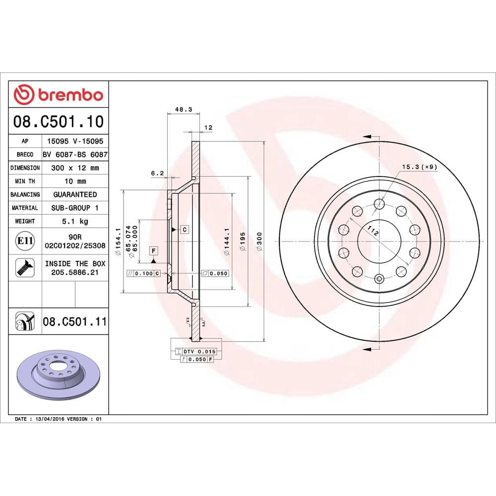 Disc frana BREMBO 08.C501.11