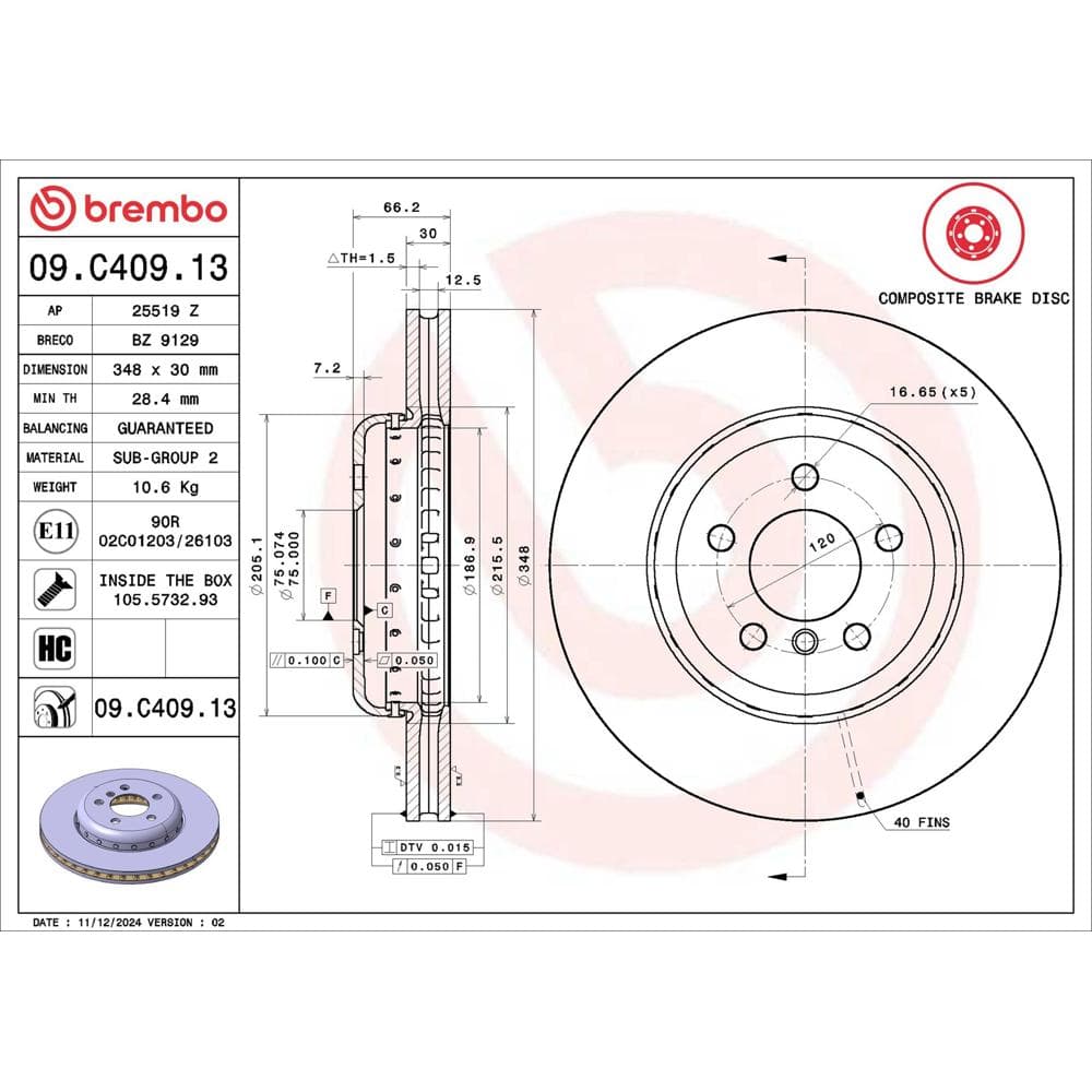 Disc frana BREMBO 09.C409.13