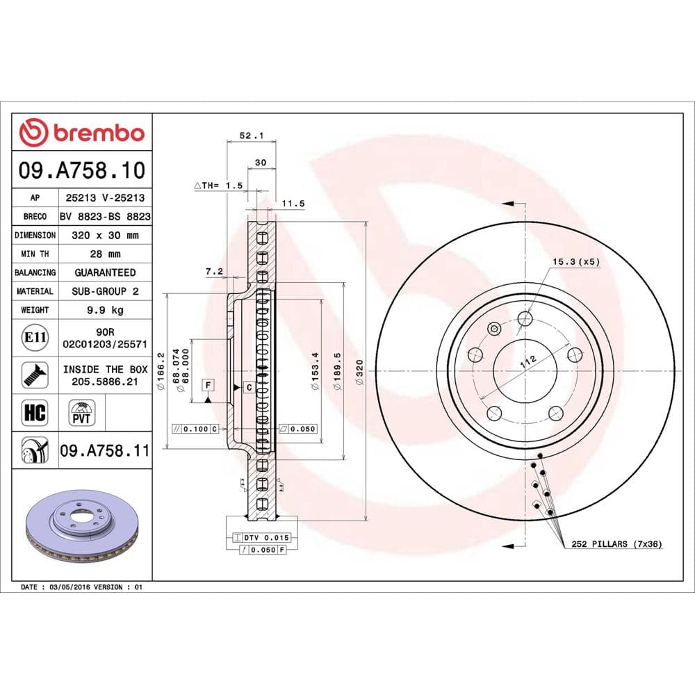 Disc frana BREMBO 09.A758.11
