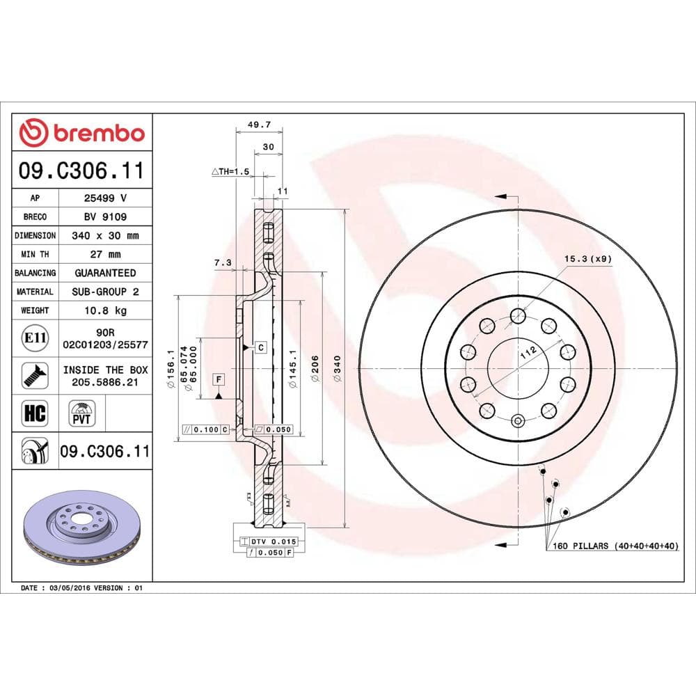 Disc frana BREMBO 09.C306.11