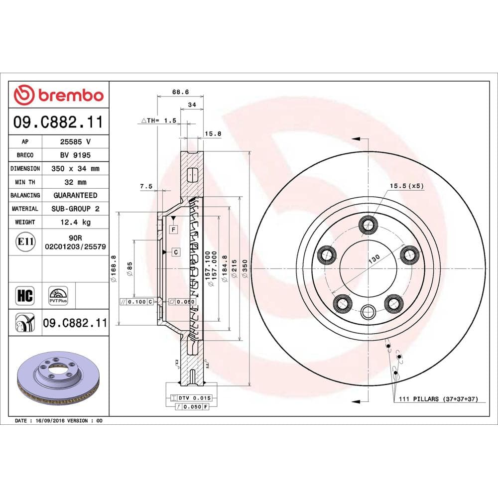 Disc frana BREMBO 09.C882.11