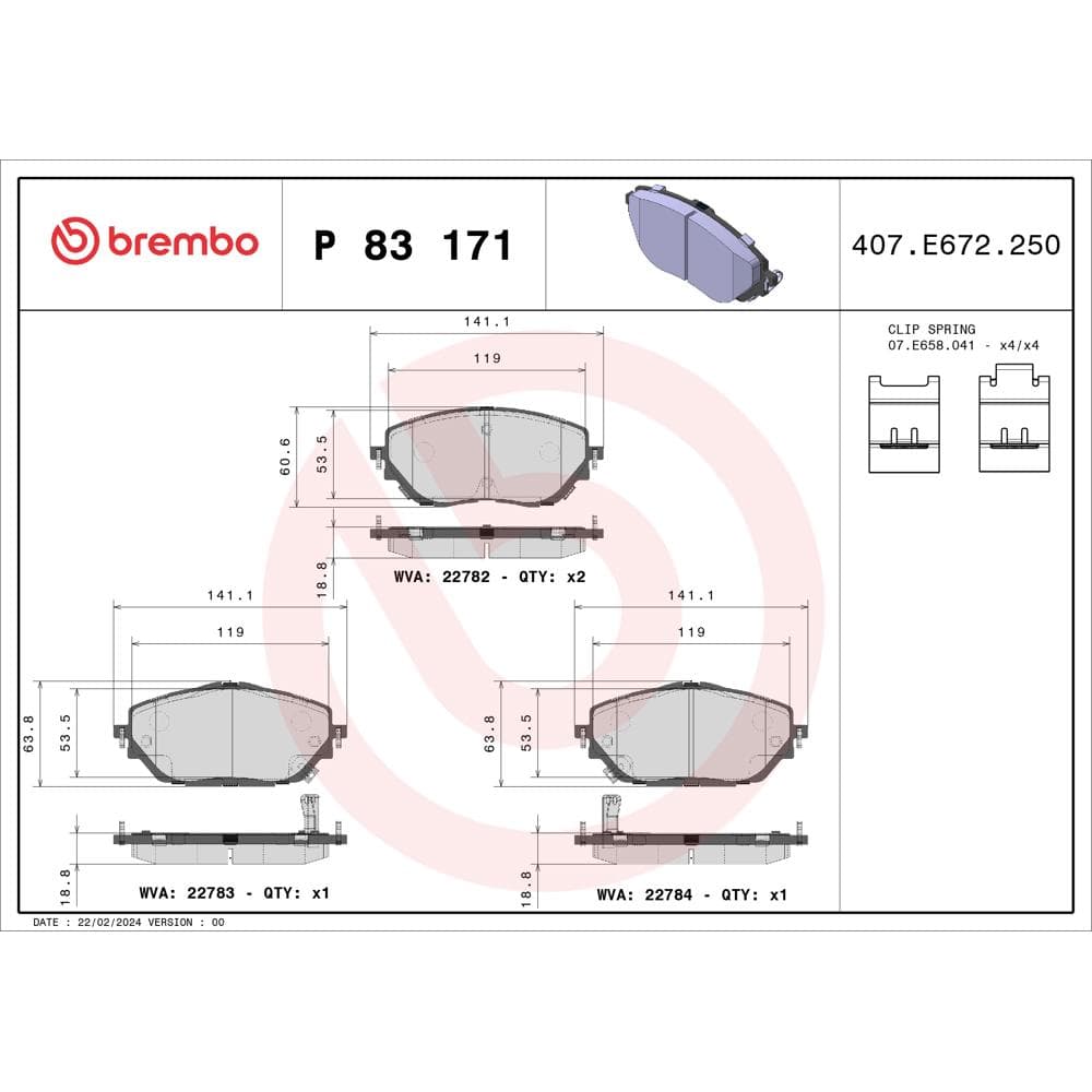 Set placute frana disc BREMBO P 83 171