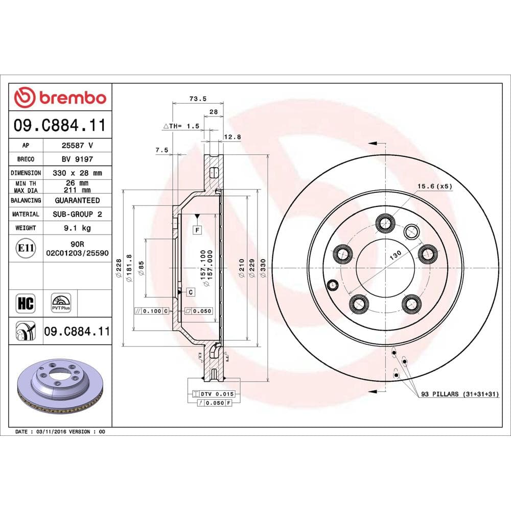 Disc frana BREMBO 09.C884.11