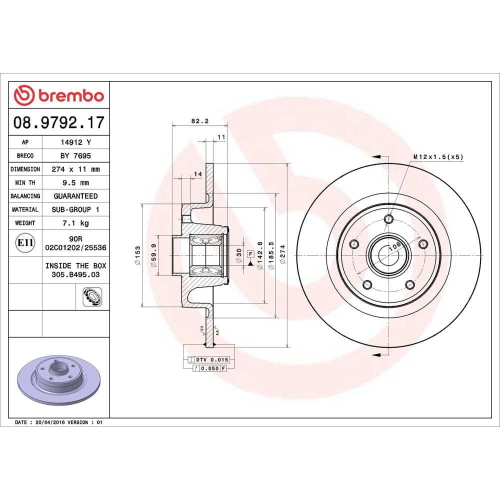 Disc frana BREMBO 08.9792.17