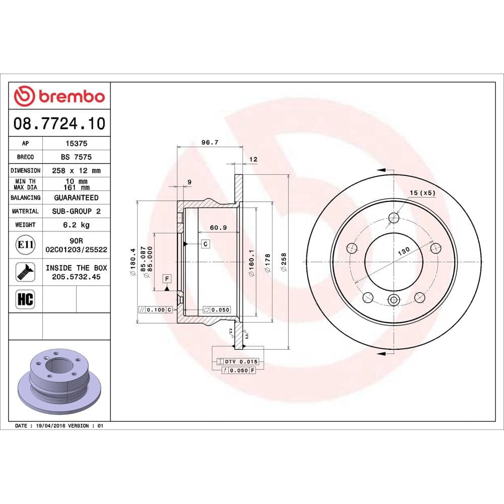 Disc frana BREMBO 08.7724.10