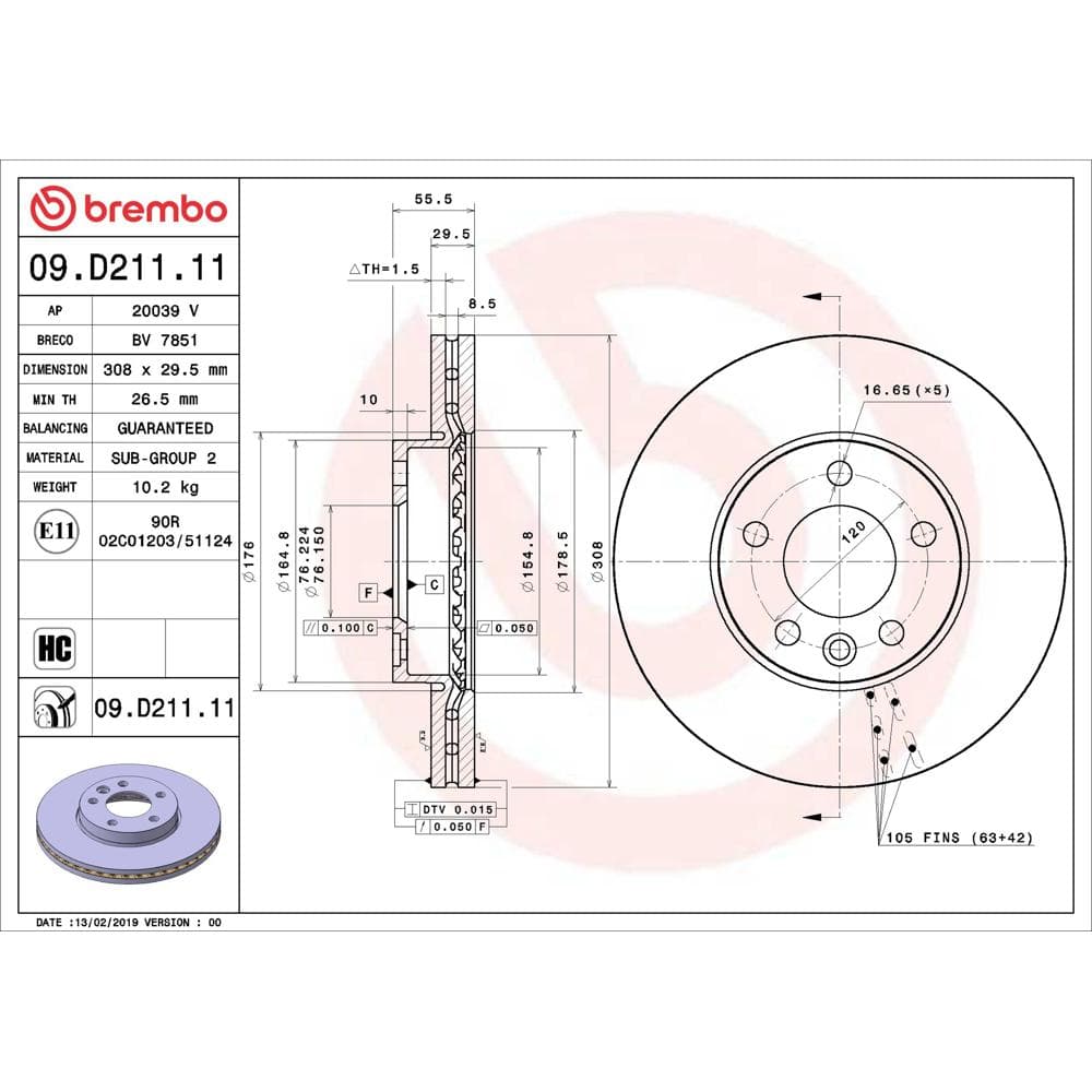 Disc frana BREMBO 09.D211.11