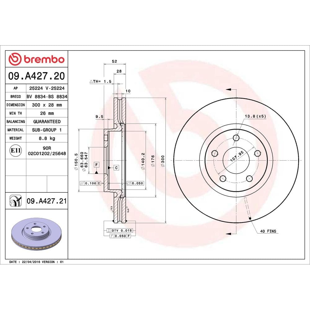 Disc frana BREMBO 09.A427.21