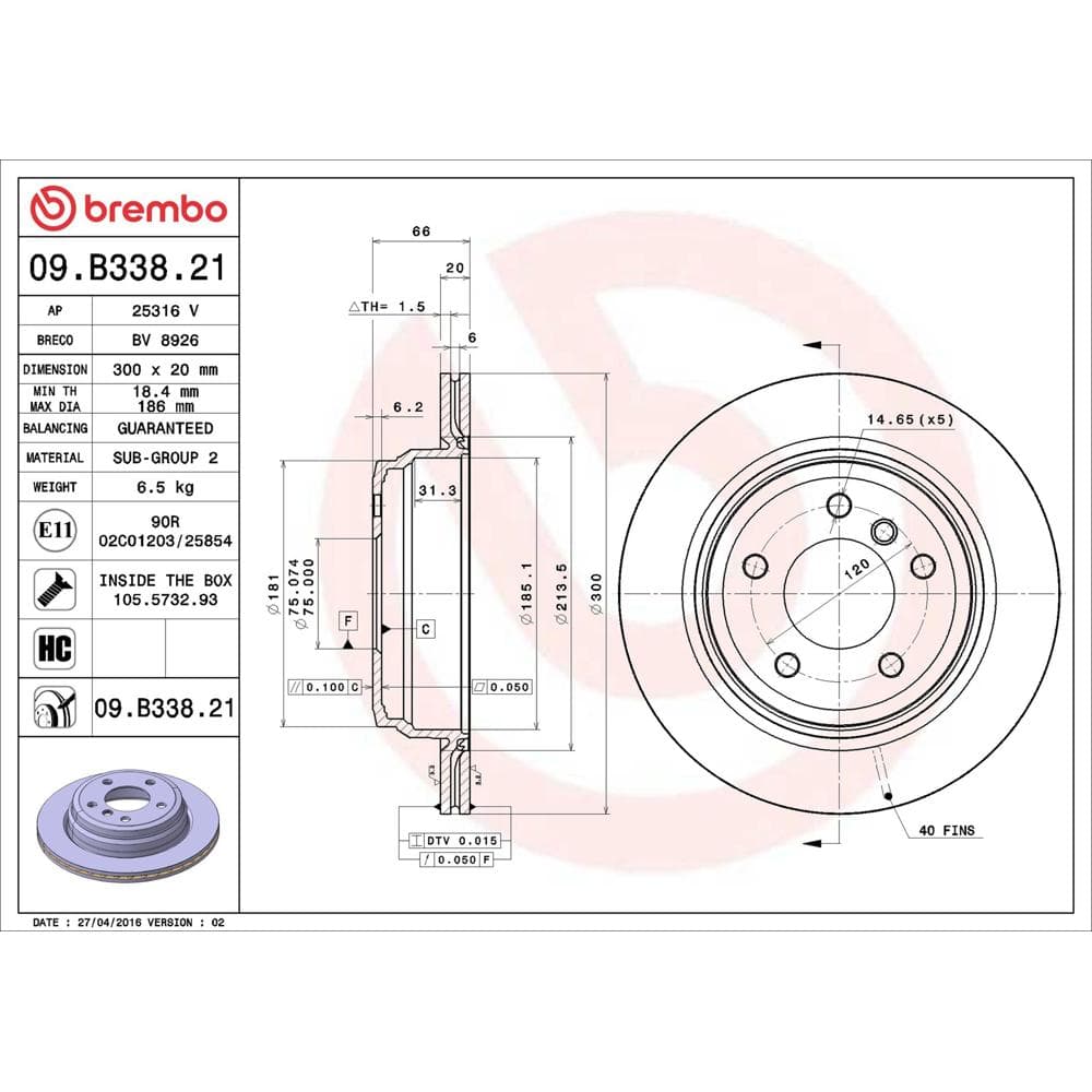 Disc frana BREMBO 09.B338.21