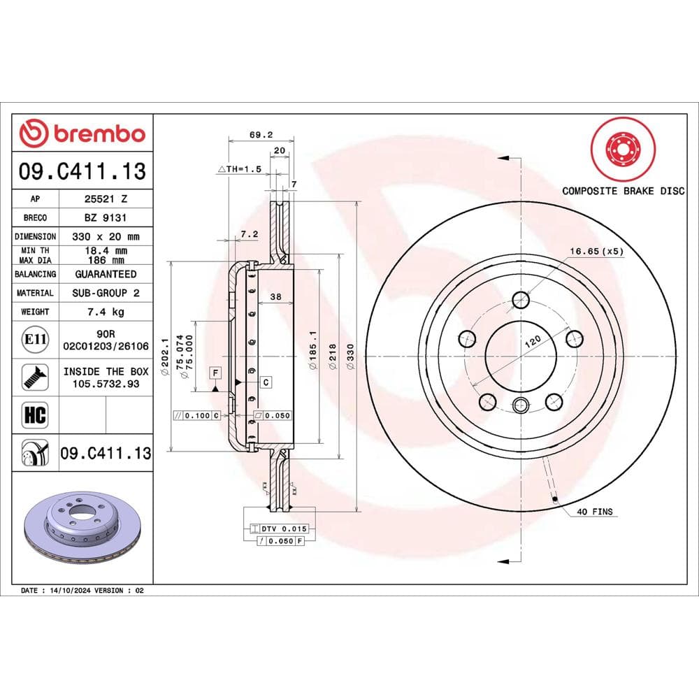 Disc frana BREMBO 09.C411.13