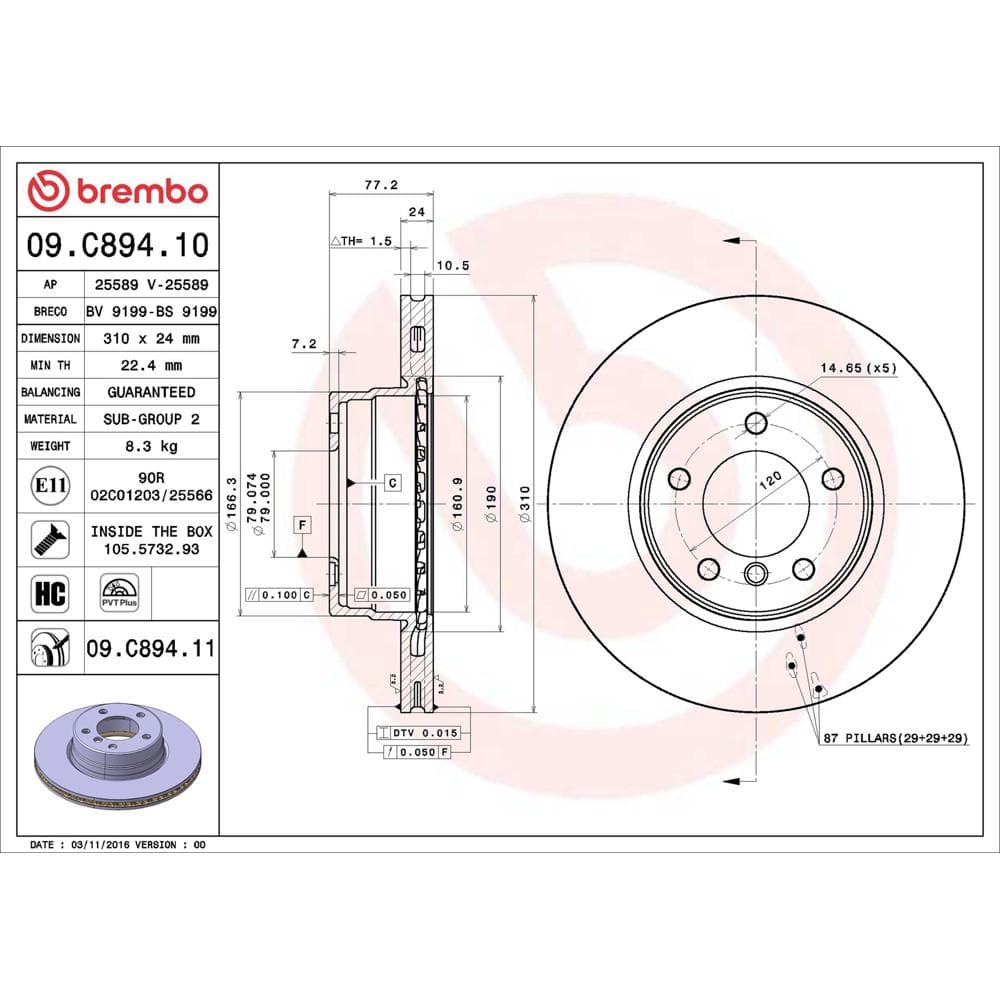 Disc frana BREMBO 09.C894.11
