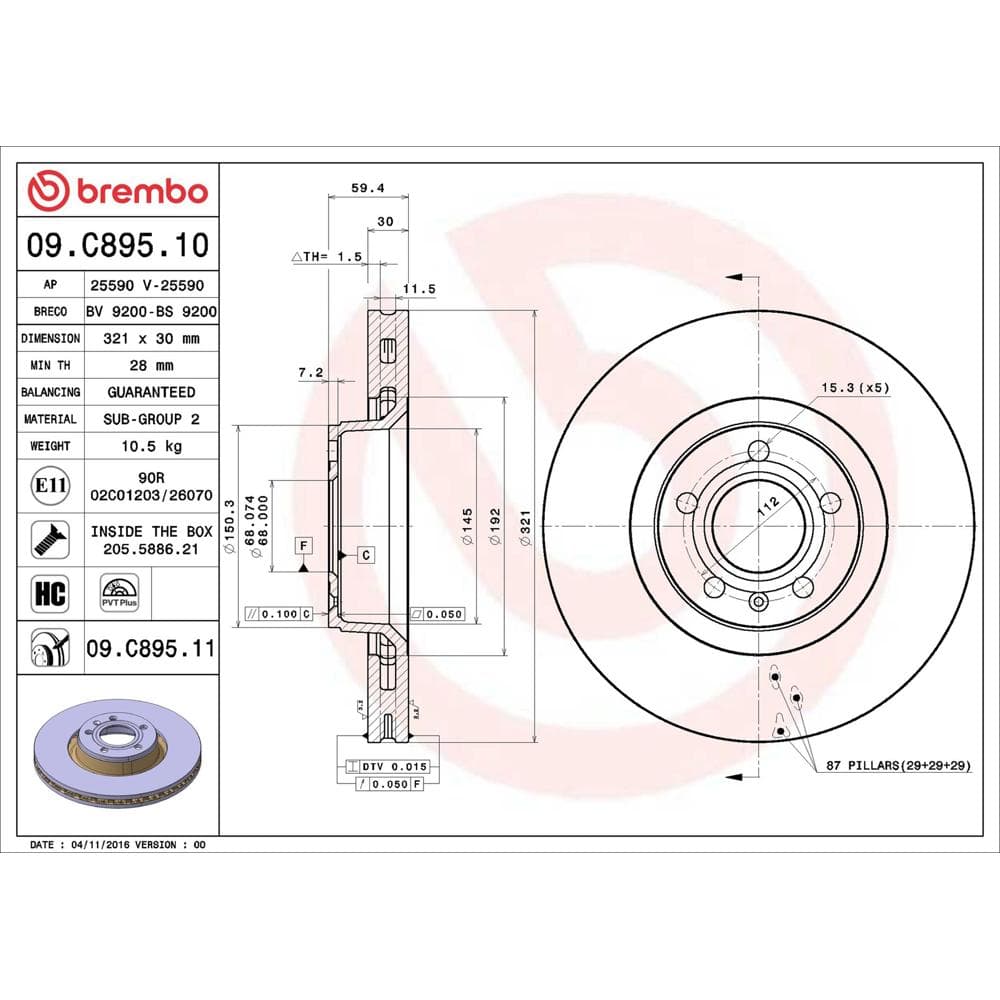 Disc frana BREMBO 09.C895.11