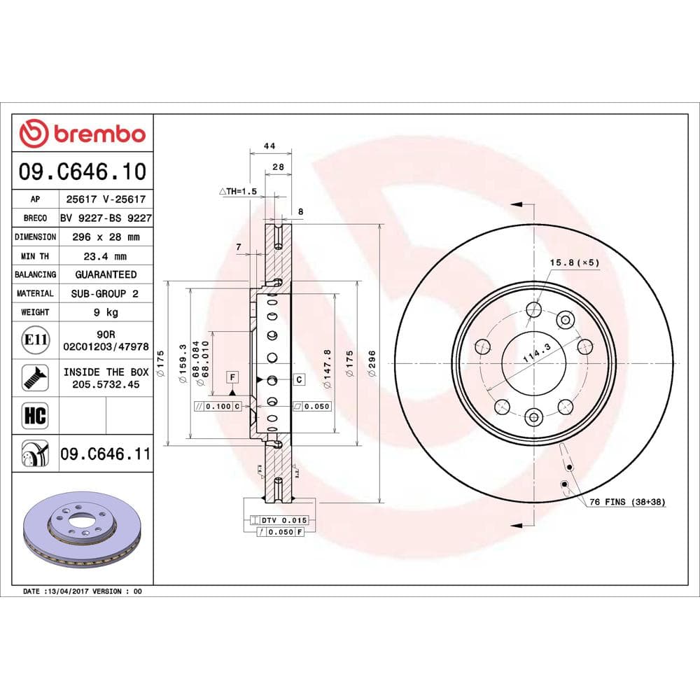Disc frana BREMBO 09.C646.11