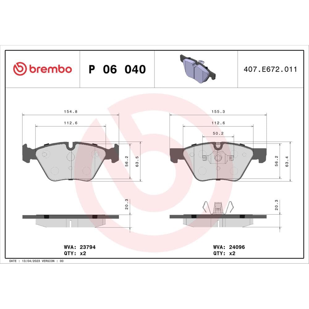 Set placute frana disc BREMBO P 06 040